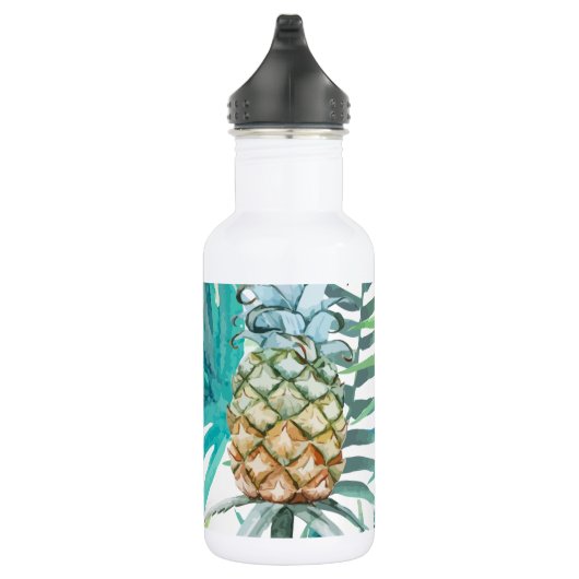 Modernes, trendige Ananas Sommergrün niedlich Edelstahlflasche (Rechts)