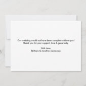 Modernes, trendiger Schreibmaschinentext-Hochzeits Dankeskarte (Rückseite)