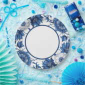 Modernes, trendiges Blau- und Weißporzellan Pappteller (Party)