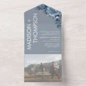 Modernes, trendiges, blaues Foto-Hochzeit  All In One Einladung (Innen Boden)