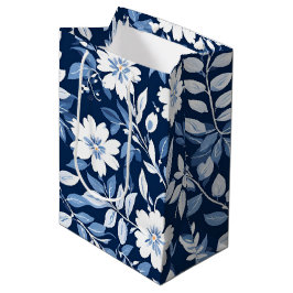 Modernes trendiges Blue White Chinoiserie Blume Pa Mittlere Geschenktüte