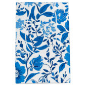 Modernes trendiges Blue White Chinoiserie Blume Pa Mittlere Geschenktüte (Vorderseite)