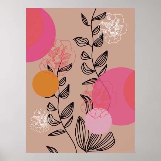 Modernes trendiges, blumengeschmücktes Zuhause-Wan Poster (Vorne)