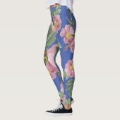 Modernes, trendiges Blumenmuster in blauen Rosa Leggings (Links)