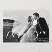 Modernes, trendiges Calligrafy Foto Wedding Dankeskarte (Vorderseite)