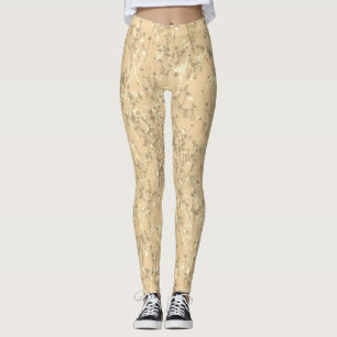 Modernes, trendiges Creme Beige Wildblume Muster Leggings