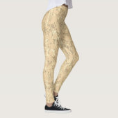 Modernes, trendiges Creme Beige Wildblume Muster Leggings (Rechts)