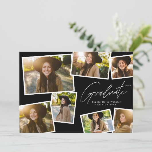 Modernes, trendiges Diplom 7 Foto Abschluss Ankündigung (Stehend Vorderseite)