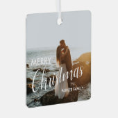 Modernes, trendiges, dunkles Dusky Couple-Foto Ornament Aus Metall (Vorderseite Rechts)