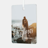 Modernes, trendiges, dunkles Dusky Couple-Foto Ornament Aus Metall (Vorderseite links)