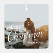 Modernes, trendiges, dunkles Dusky Couple-Foto Ornament Aus Metall (Vorderseite)