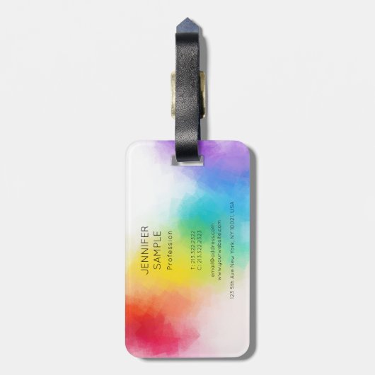 Modernes, trendiges, farbenfrohes Design Elegante  Gepäckanhänger (Rückseite vertikal)