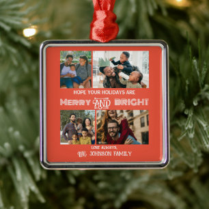 Modernes trendiges Foto aus Merry und Helle Family Ornament Aus Metall