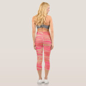 Modernes, trendiges Gelb und Rosa Capri Leggings (Rückseite)