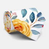 Modernes trendiges gelbes, blühendes Aquarellmuste Krawatte (Gerollt)