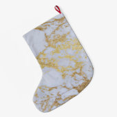 Modernes, trendiges Gold-Glitzer-Marmor Großer Weihnachtsstrumpf (Rückseite (Hängend))