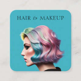 Modernes, trendiges Haar und Makeup Artist Blue Quadratische Visitenkarte