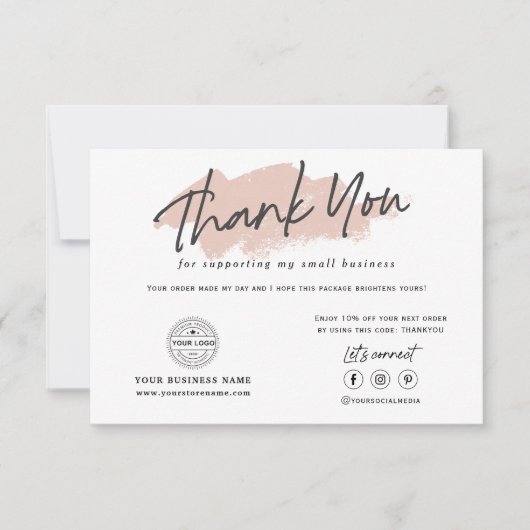 Modernes trendiges Logo-Branding für kleine Untern Dankeskarte (Vorderseite)