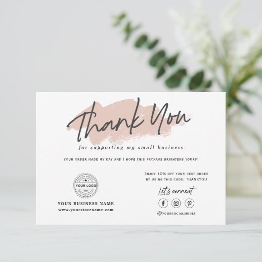 Modernes trendiges Logo-Branding für kleine Untern Dankeskarte (Stehend Vorderseite)