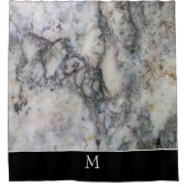 Modernes, trendiges Monogramm aus schwarzem und we Duschvorhang (Vorderseite)