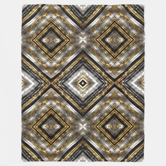 Modernes, trendiges Muster in Silber, Gold und Sch Fleecedecke (Vorderseite)