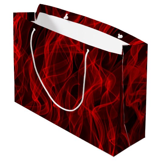Modernes, trendiges Neon Red Curvy Line Abstraktes Große Geschenktüte (Rückseite Schrägansicht)