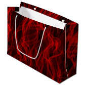Modernes, trendiges Neon Red Curvy Line Abstraktes Große Geschenktüte (Vorderseite Schrägansicht)