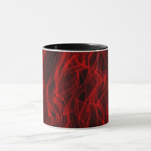 Modernes, trendiges Neon Red Curvy Line Abstraktes Tasse (Zentrum)