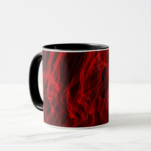 Modernes, trendiges Neon Red Curvy Line Abstraktes Tasse (Vorderseite Links)