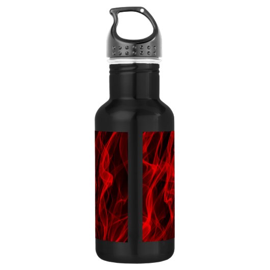 Modernes, trendiges Neon Red Curvy Line Abstraktes Trinkflasche (Rückseite)
