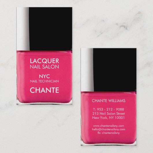 Modernes, trendiges, neonrosa Nagellack mit modern Visitenkarte (Vorne/Hinten)