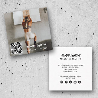 Modernes trendiges Personal Trainer Fitness Foto Quadratische Visitenkarte
