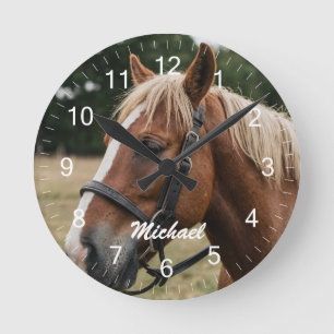 Modernes, trendiges Personalisiertes Foto Reiten L Runde Wanduhr