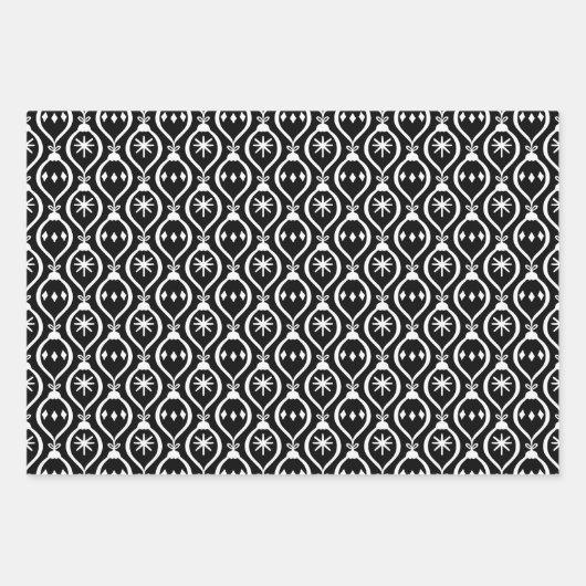 Modernes trendiges Retro Schwarzes Holiday Ornamen Geschenkpapier Set (Vorderseite 2)