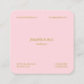 Modernes, trendiges, rosafarbenes Berufliches Eleg Quadratische Visitenkarte (Rückseite)