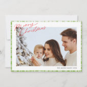 Modernes, trendiges, schlichtes grünes Karo Karier Feiertagskarte (Vorderseite)