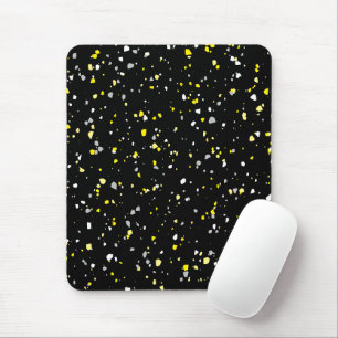 Modernes, trendiges, schwarz-gelbes Terrazzo-Muste Mousepad