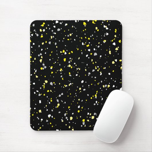 Modernes, trendiges, schwarz-gelbes Terrazzo-Muste Mousepad (Mit Mouse)