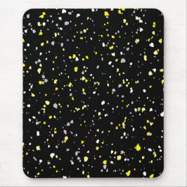 Modernes, trendiges, schwarz-gelbes Terrazzo-Muste Mousepad