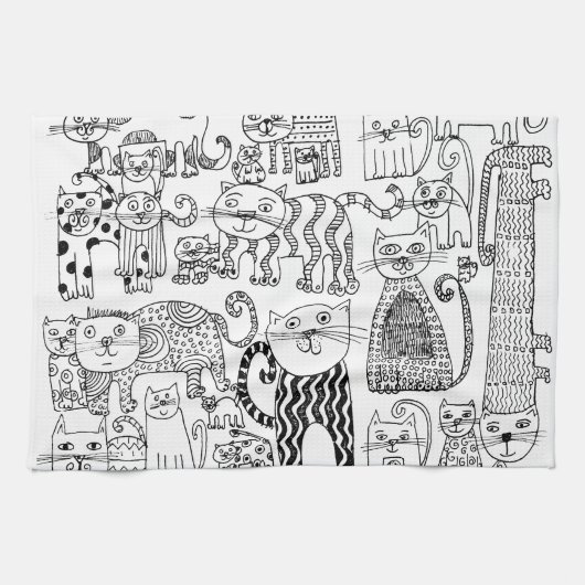 Modernes, trendiges Schwarz-Weiß-Muster Geschirrtuch (Horizontal)