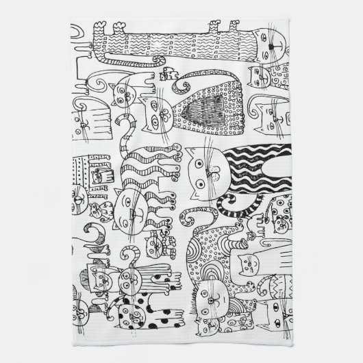 Modernes, trendiges Schwarz-Weiß-Muster Geschirrtuch (Vertikal)