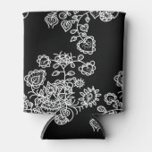 Modernes, trendiges Schwarz-Weiß-Spitzen-Muster Dosenkühler (Vorderseite)