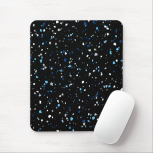 Modernes, trendiges Schwarzes Blaues Terrazzo Must Mousepad