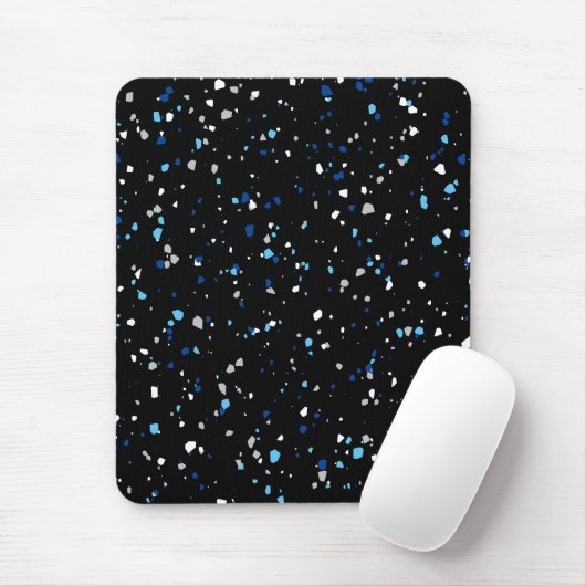 Modernes, trendiges Schwarzes Blaues Terrazzo Must Mousepad (Mit Mouse)