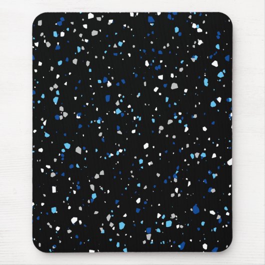Modernes, trendiges Schwarzes Blaues Terrazzo Must Mousepad (Vorne)