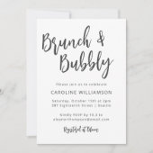 Modernes, trendiges Script Brunch Bubbly Shower Wh Einladung (Vorderseite)