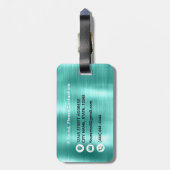 Modernes, trendiges türkisfarbenes, gebürstetes Me Gepäckanhänger (Rückseite vertikal)
