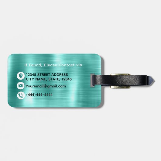 Modernes, trendiges türkisfarbenes, gebürstetes Me Gepäckanhänger (Rückseite horizontal)