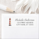 Modernes trendiges Wasserfarbenleuchten<br><div class="desc">Modernes trendy Watercolor Nautical Lighthouse-Label</div>