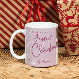 Modernes, trendiges Weihnachtsschneeflocken Foto Kaffeetasse